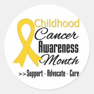 Adesivo Redondo Fita do ouro do mês da consciência do cancer da