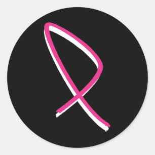 Adesivo Redondo Fita do rosa da consciência do cancro da mama