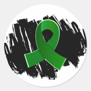 Adesivo Redondo Fita do verde da paralisia cerebral com Scribble
