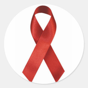 Adesivo Redondo Fita do vermelho de HIV/AIDS