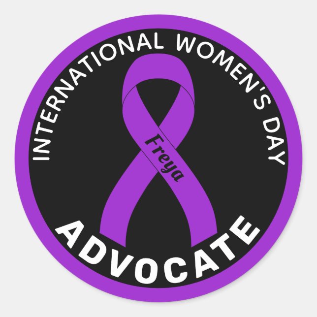 Adesivo Redondo Fita negra do Dia Internacional da Mulher (Frente)