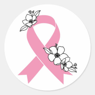 Adesivo Redondo Fita Rosa com Blossomas