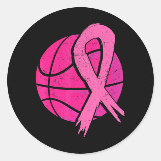 Adesivo Redondo Fita rosa de Bola de Basquete de Cancer de Mama
