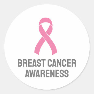 Adesivo Redondo Fita Rosa de Consciência do Cancer da Mama