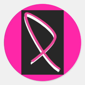 Adesivo Redondo Fita Rosa de Consciência do Cancer da Mama I