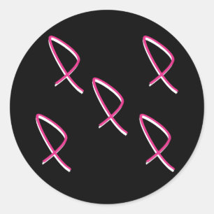 Adesivo Redondo Fita Rosa de Consciência do Cancer da Mama II