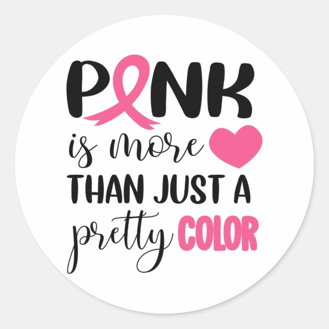 Adesivo Redondo Fita rosa de sensibilização do Cancer (Frente)