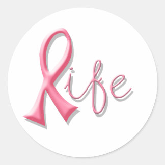 Adesivo Redondo Fita Rosa de Vida