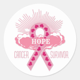 Adesivo Redondo Fita Rosa Dos Sobreviventes de câncer De Esperança
