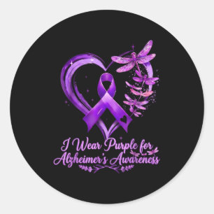 Adesivo Redondo fita roxa borboleta conscientização alzheimers mul