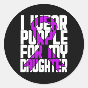 Adesivo Redondo Fita Roxa câncer de pâncreas Vestida para Filha