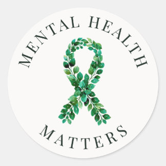 Adesivo Redondo Fita Verde de Saúde Mental Personalizada Estética 