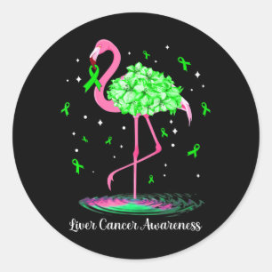Adesivo Redondo Fita Verde Flamingo Para Sensibilização Do Câncer