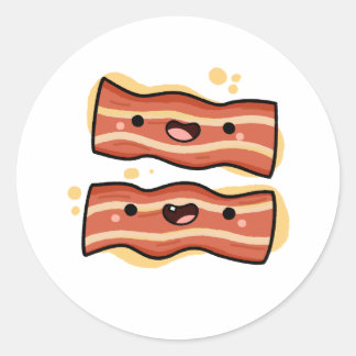 Adesivo Redondo Fitas de Bacon em Kawaii