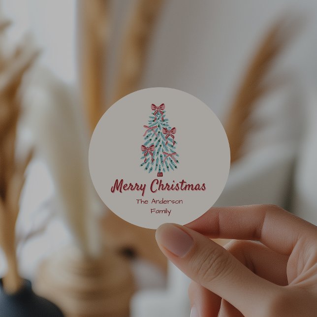 Adesivo Redondo Fitas de Mão Vermelha Retro Cor-de-Rosa Desenhadas (Criador carregado)