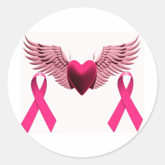 Adesivo Redondo Fitas rosa e coração de amor e suporte