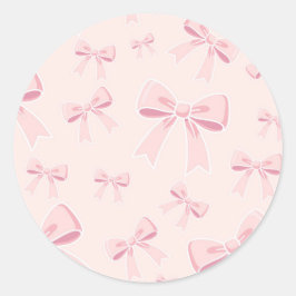 Adesivo Redondo Fitas Rosa Fofas Coquette Cottage Festa de Anivers