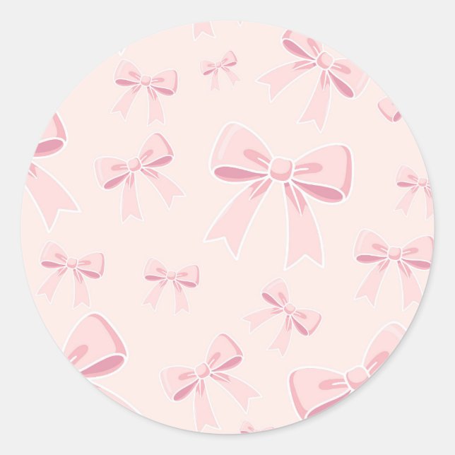 Adesivo Redondo Fitas Rosa Fofas Festa de Aniversário Coquette Cot (Frente)