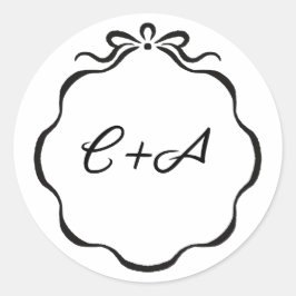 Adesivo Redondo Fitas Tatuadas e Iniciales de Arco Casamento Matte