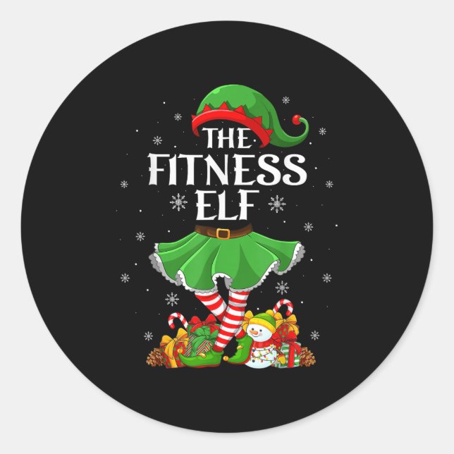 Adesivo Redondo Fitness Elf Christmas Family Elf Squad Xmas Girls  (Frente)