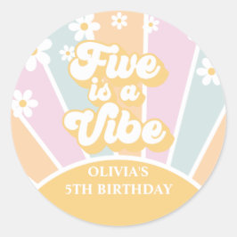 Adesivo Redondo Five is a Vibe pastel Retro Sunshine margarida boh