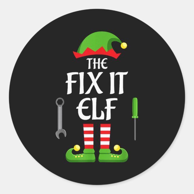 Adesivo Redondo Fix It Elf Family Matching Group Christmas  (Frente)