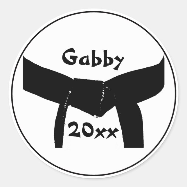 Adesivo Redondo Fixações Básicas do Cinturão Preto de Artes Marcia (Frente)