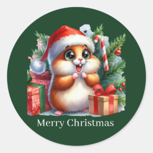 Adesivo Redondo Fixe de Natal Feliz, personalizável