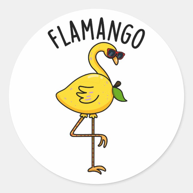 Adesivo Redondo Fla-mango Funny Flamingo Pun (Frente)