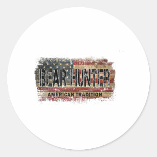 Adesivo Redondo Flag Bear Hunter americano
