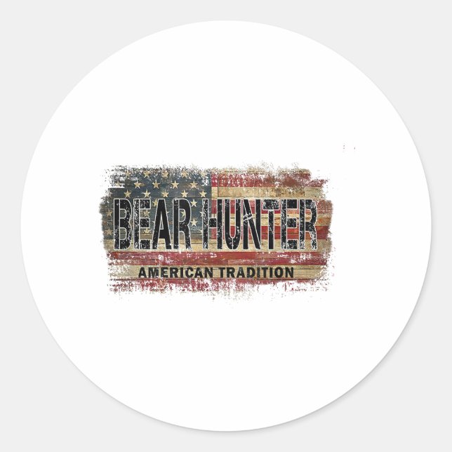 Adesivo Redondo Flag Bear Hunter americano (Frente)
