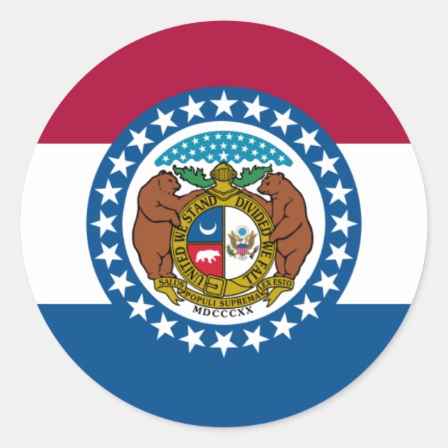 Adesivo Redondo Flag, Flag, Missouri (Frente)