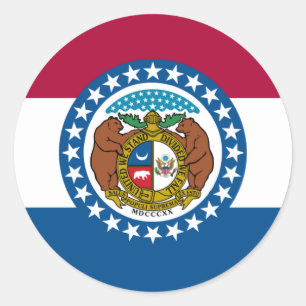 Adesivo Redondo Flag, Missouri Flag