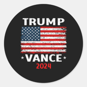 Adesivo Redondo Flag Trump Vance 2024 Vp Vice-Presidente