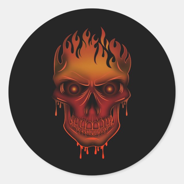 Adesivo Redondo Flame Skull (Frente)