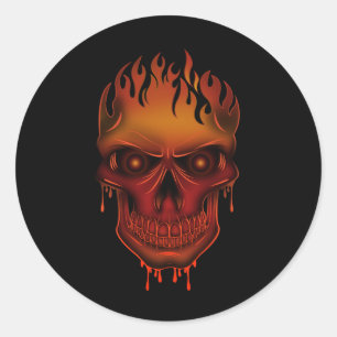 Adesivo Redondo Flame Skull