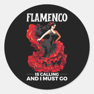Adesivo Redondo Flamenco Dançando Espanha de Dançarino Espanhol Fl