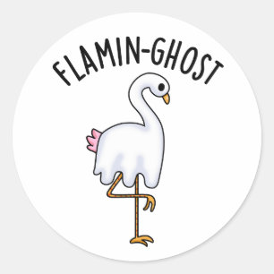 Adesivo Redondo Flamin-ghost Funny Flamingo Ghost Pun
