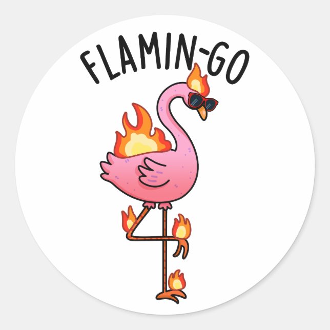 Adesivo Redondo Flamin-go Funny Flamingo Pun (Frente)