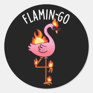 Adesivo Redondo Flamin-go Funny Flamingo Pun Dark BG