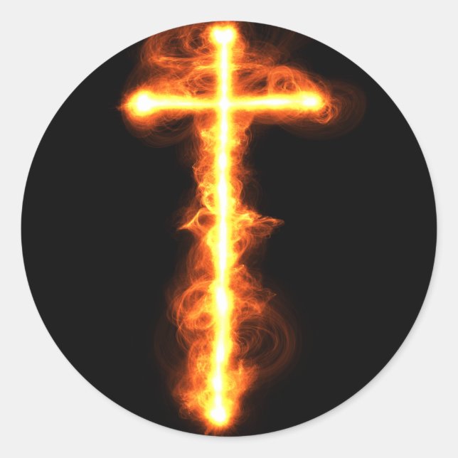 Adesivo Redondo Flaming Cross Sticker (Frente)