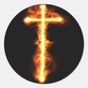 Adesivo Redondo Flaming Cross Sticker