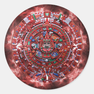 Adesivo Redondo Flaming Mayan Calender