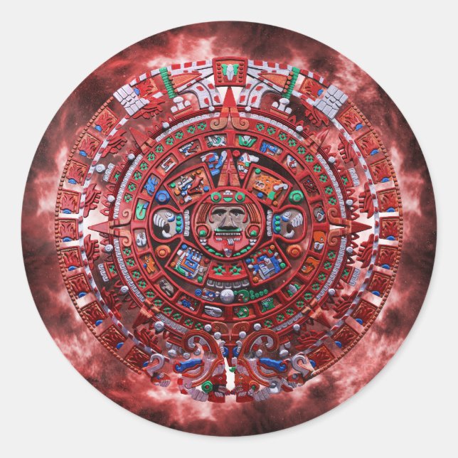 Adesivo Redondo Flaming Mayan Calender (Frente)