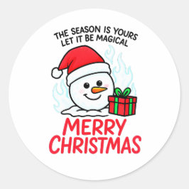 Adesivo Redondo Flaming Snowman Christmas Festive Vinyl Decal
