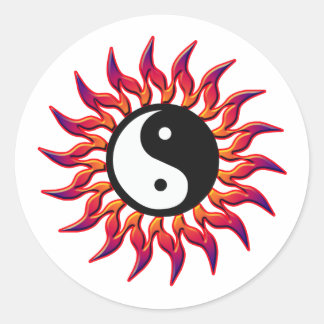 Adesivo Redondo Flaming Yin Yang Sun