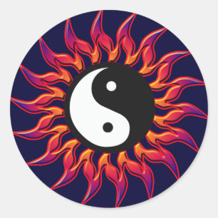 Adesivo Redondo Flaming Yin Yang Sun