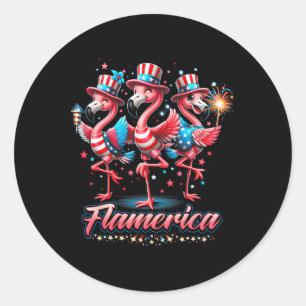 Adesivo Redondo Flamingo 4 De Julho Patriótico EUA Independência F