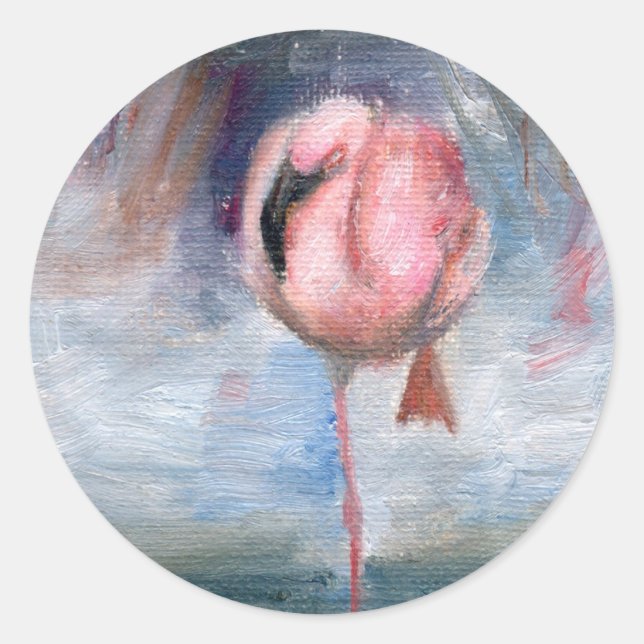 Adesivo Redondo Flamingo ACEO Sticker (Frente)