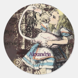 Adesivo Redondo Flamingo Alice no País das Maravilhas